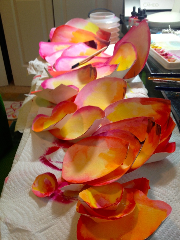 Large rose petals: Watercolor Paper Flowers